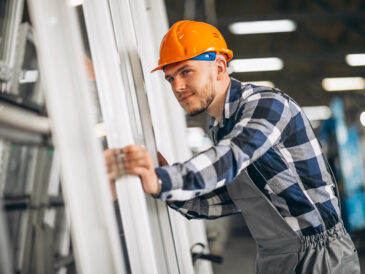 Glasmästare på glasmästeri