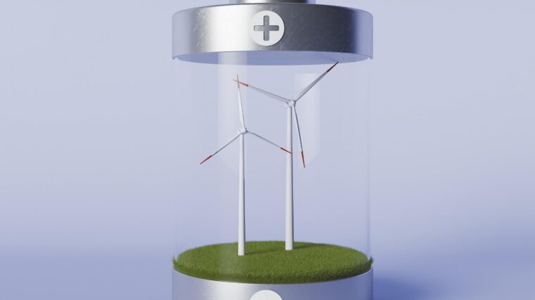Batteri med vindkraftverk