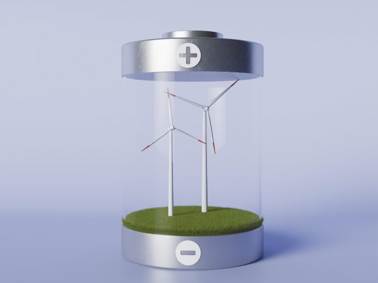 Batteri med vindkraftverk